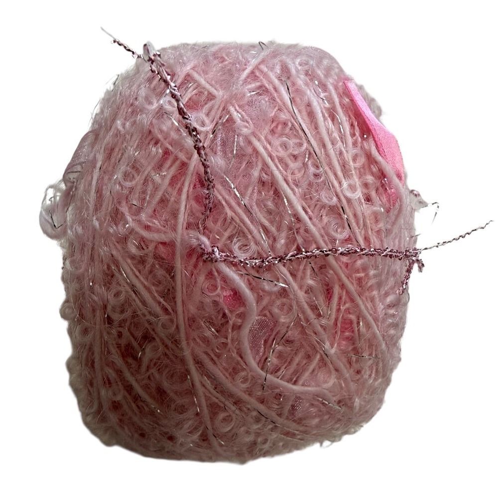 BE SWEET Ribbon Yarn Lot Baby Pink 36 Light Grey Metallic 24 Hand Spun Hand Dyed - Picture 3 of 7